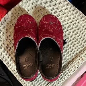 Dansko Red Floral Pattern Clogs